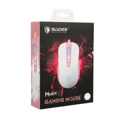 Sades Musket Gaming Mouse - White - Pink